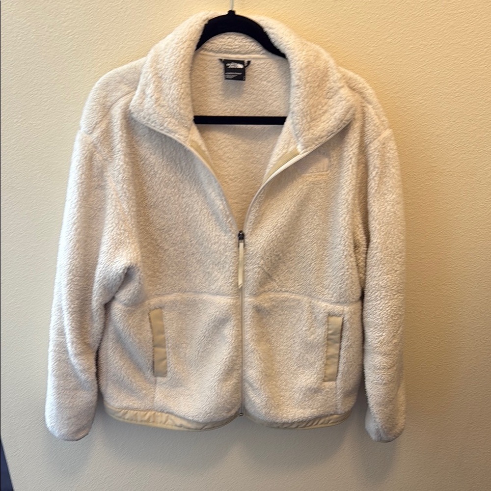The North Face Cream Teddy Jacket Plush Zip-Up